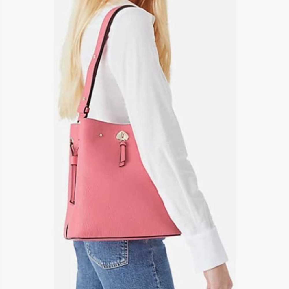 🌺 Kate Spade Marti Gardn Pink Coral Large Bucket Bag NWOT
